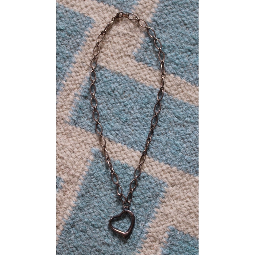 16" Sterling Silver Heart Pendant Necklace 925 Italy Link Chain 18g